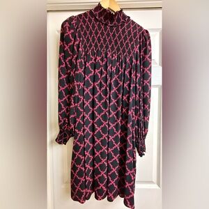 Whistles Black and Pink Textured Dress Size 8